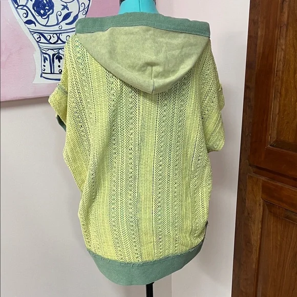 Oli & Hali Sage Green Knit-Yoke V-Neck Hoodie Sweater - Picture 6 of 6